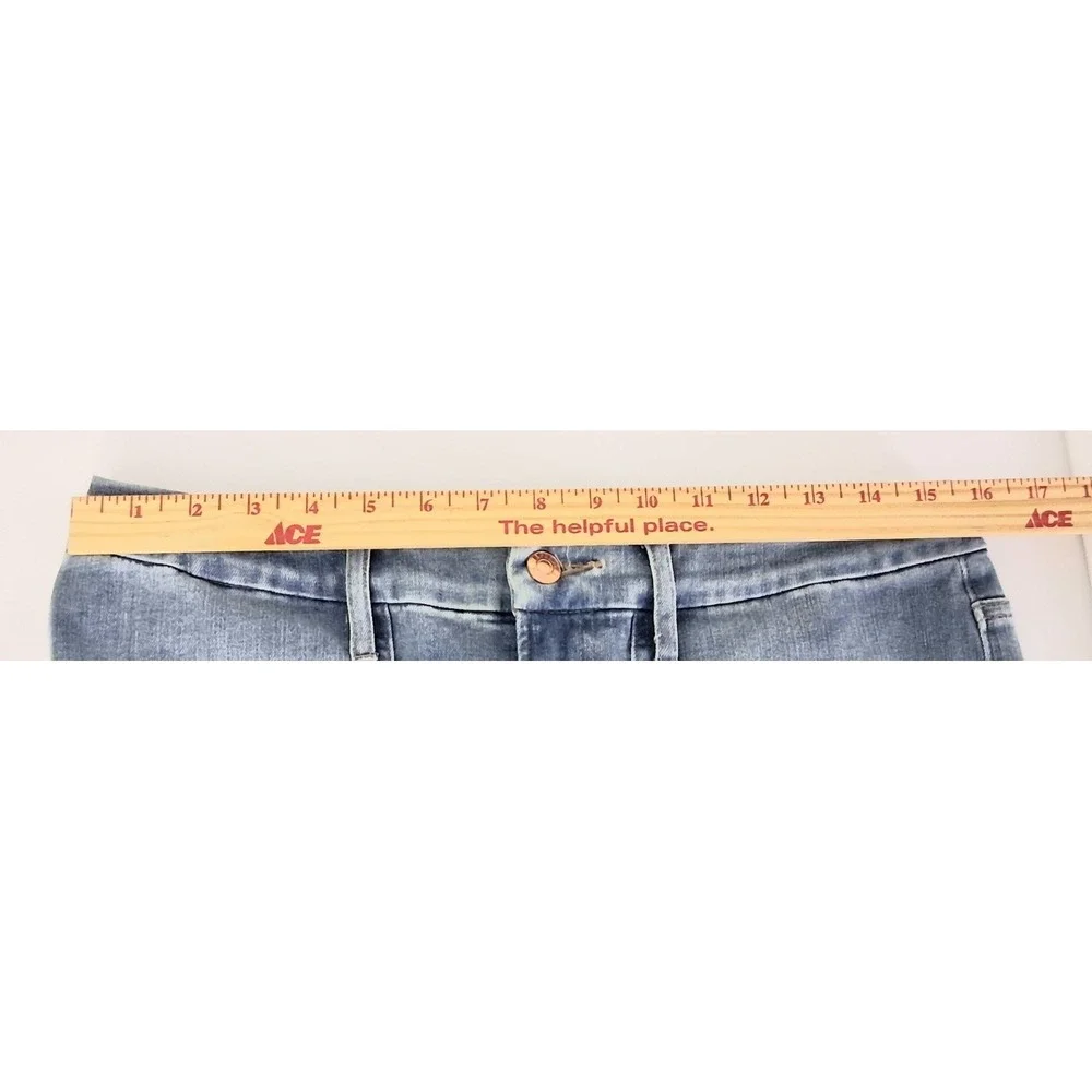 Express Jeans Women's Large Blue Straight Ankle High Rise Flexx Hyper Stretch